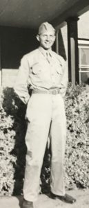 Tom, outside his dorm in Tempe, spring, 1943.