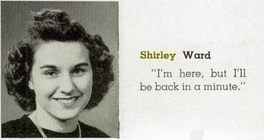 Shirley Ann Ward Greenville High School Yearbook Picture, 1944
