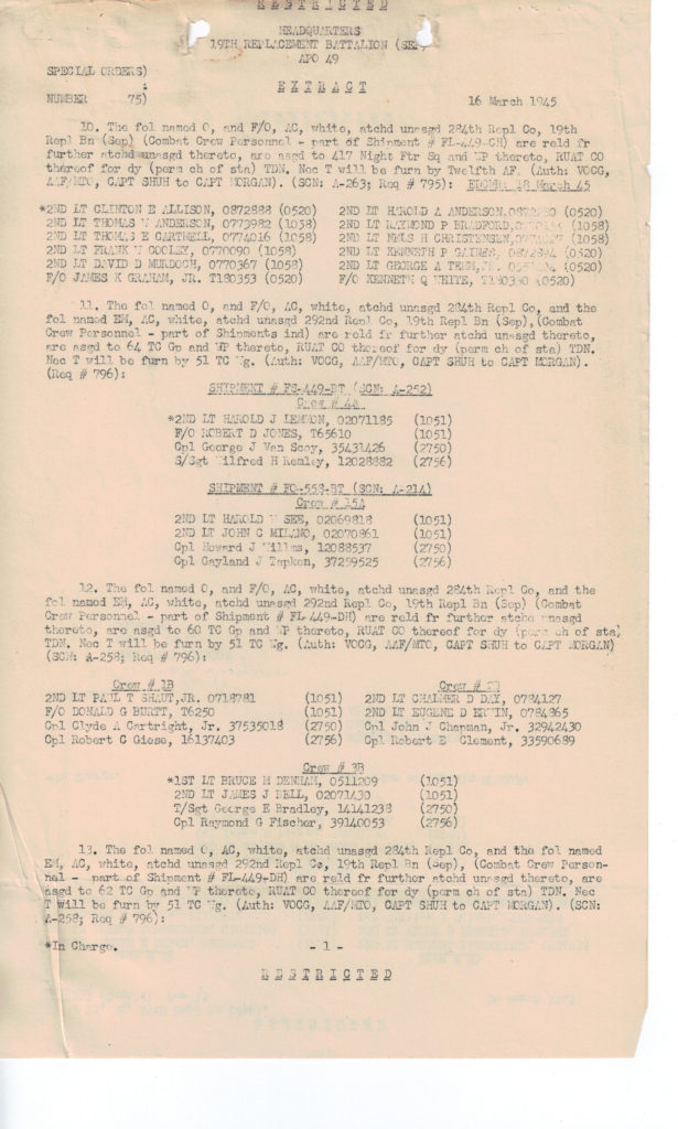 Special Orders 16 Mar 1945 Front