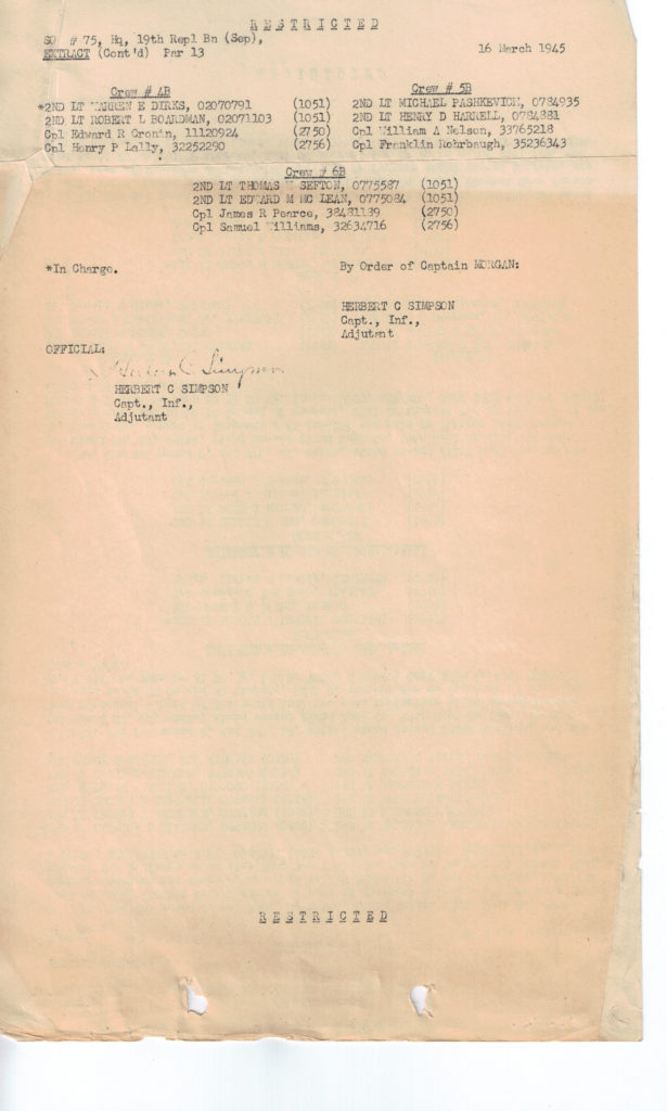 Special Orders 16 Mar 1945 Back