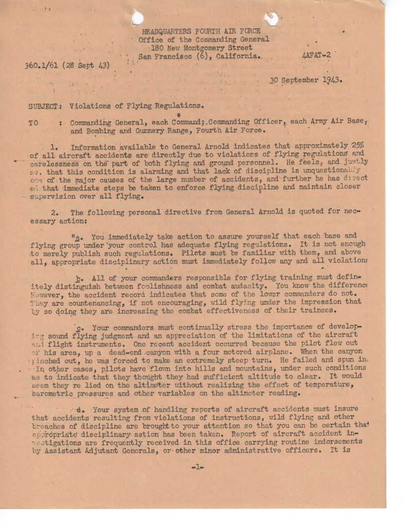 Directive Letter 30 September 1943