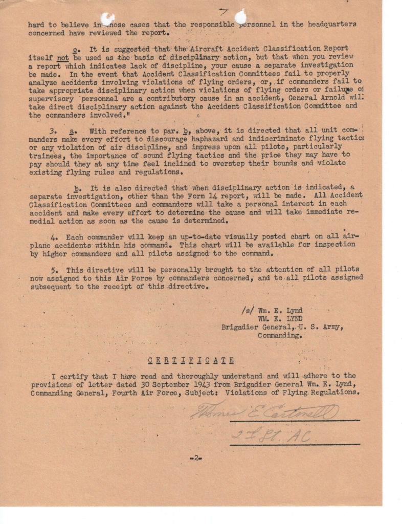 Directive Letter 30 September 1943 Back