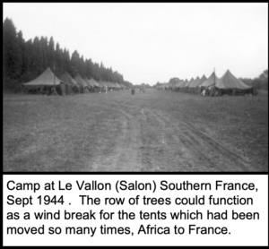 Tent city at La Vallon Airfield in 1944