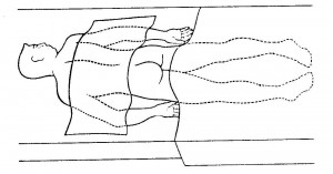 Figure 2-2. Patient in prone position for intramuscular injection in the buttocks.