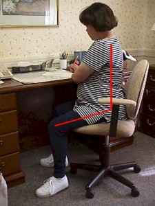 Bad sitting posture. The knees are lower than the pelvis.
